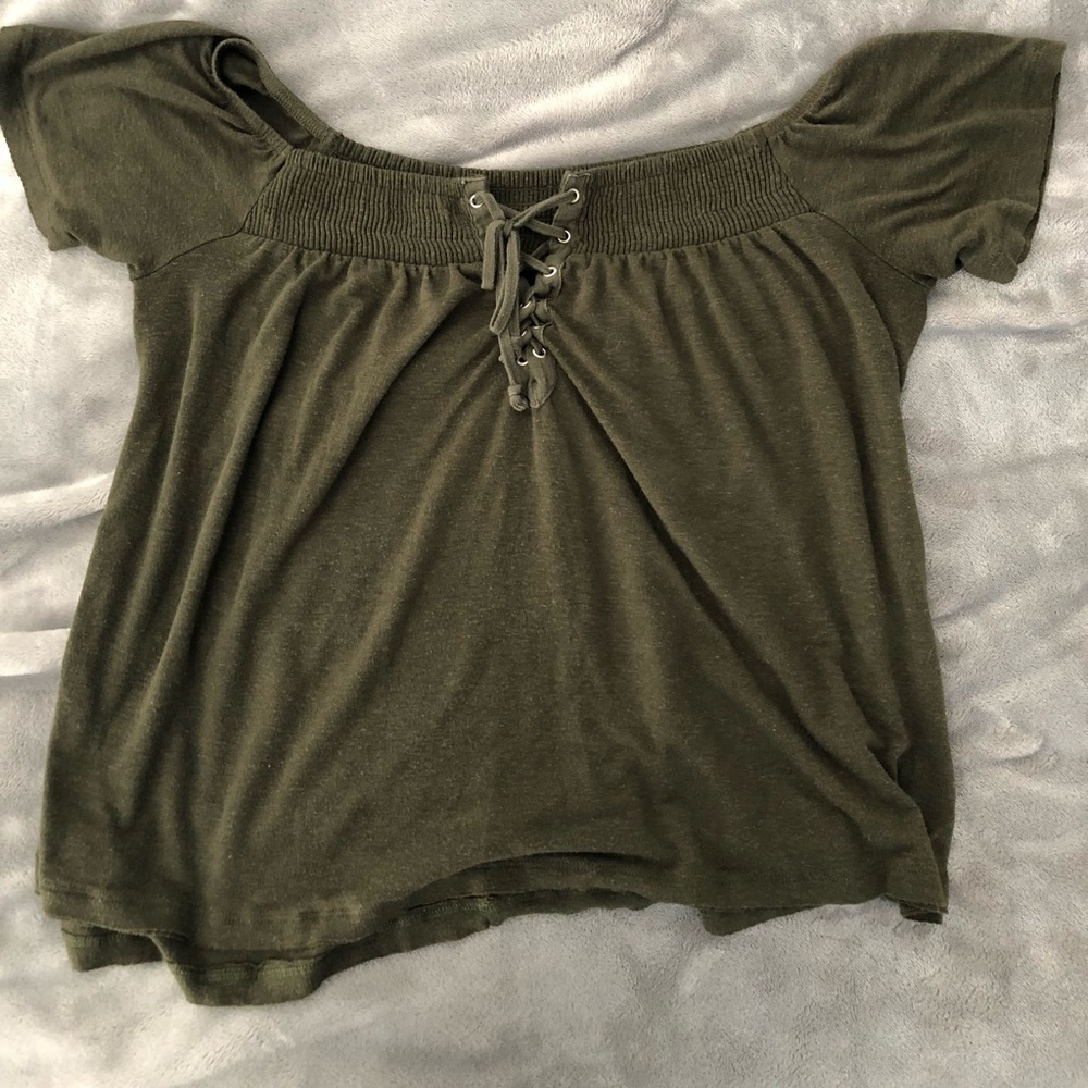 off the shoulder lace up top